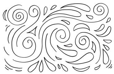 Hand drawn vector sketchy Doodle cartoon set of curls and swirls decorative elements for concept design