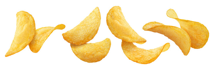 Wall Mural - Collection of delicious potato chips cut out