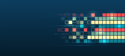Leinwandbilder - Sorting a large amount of data on a dark background. Structuring the flow of information. Data analytics concept. Futuristic file organized.
