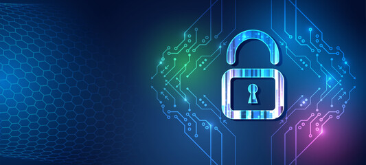 Poster - Hi-tech various background. Cyber security for business and internet projects. Vector illustration of data security services. Data protection, privacy, and internet security concept
