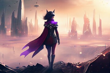 Wall Mural - A super hero on a strange planet, Generative AI