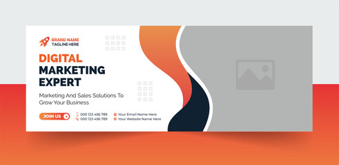 Digital marketing agency facebook cover design with creative shape or web banner for digital marketing business