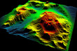 GIS 3D lidar map, a model of the earth's surface obtained after processing data from an unmanned aerial vehicle during tremors and earthquakes, the movement of lithospheric plates. Generative AI