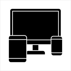 Fototapete - Device Icons of responsive design for presentation, smartphone, tablet, laptop and desktop computer. Vector illustration on white background