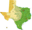 Texas highly detailed physical map