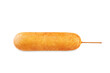 © nata_vkusidey - Corn dog on a white isolated background. Asian hot dog with sauces. Street food