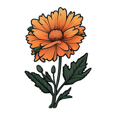 Sticker - Cute orange flower hand drawn element, perfect for decorating  Valentine Day or Mother Day card.