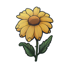 Wall Mural - Cute yellow flower hand drawn element, perfect for decorating  Valentine Day or Mother Day card.