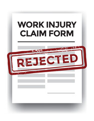 rejected, work injury claim form, vector illustration 