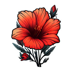 Sticker - Cute red flower hand drawn element, perfect for decorating  Valentine Day or Mother Day card.