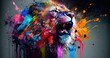 Lion with energetic colourful  energy. Generative AI, this image is not based on any original image, character or person.