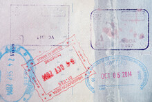 Close-up of Passport Stamps