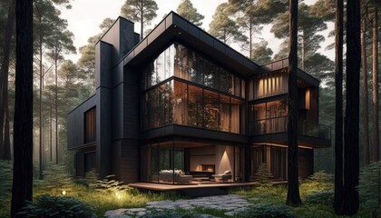 Wall Mural - Luxury house at the forest for sophisticated people