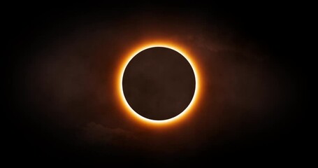 Wall Mural - Solar eclipse. Moon completely covers the Sun. Seamless loop