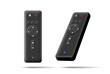 3d black modern control panel for TV and other electrical devices. Technological remote control.