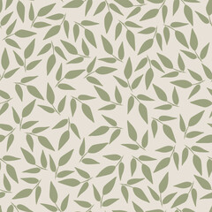 Wall Mural - Leaves and branches repeat pattern. Floral pattern design. Botanical tile. Good for prints, wrappings, textiles and fabrics.