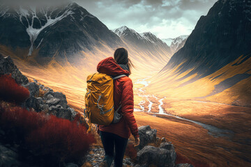 hiker in the mountains - generative ai