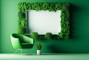 Wall Mural - Mockup frame with plants. Generative AI