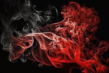 Wall Mural -  a red and white smoke swirls in the air on a black background with a black background and a black background with a red and white smoke swirl.  generative ai