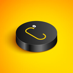 Canvas Print - Isometric line Celsius icon isolated on yellow background. Black circle button. Vector