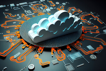 Poster - cloud technology concept. 3d illustration. Generative AI