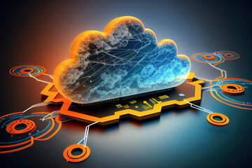Poster - cloud technology concept. 3d illustration. Generative AI