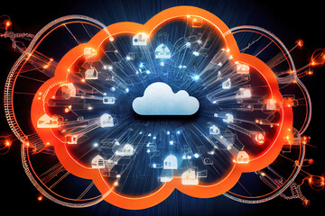 Poster - cloud technology concept. 3d illustration. Generative AI