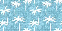 Vector Palm Trees Blue Textile Seamless Pattern Background