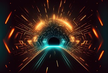 Wall Mural - Absract Futuristic Tunnel Technology Background with Neon Light