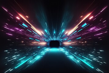 Wall Mural - Modern Futuristic Corridor Technology Background with Neon Glow