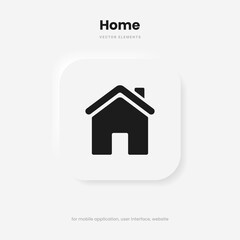 Poster - Minimal modern home, homepage, base, main page, house push button icon emblem symbol, sign. 3d blue home icon. Mobile app icons. Device UI UX mockup. Isolated vector elements.