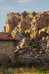 Wall Mural - Roman ruins at Greco-Roman city in Antalya province of Turkey. Ancient city of Pamphylia.