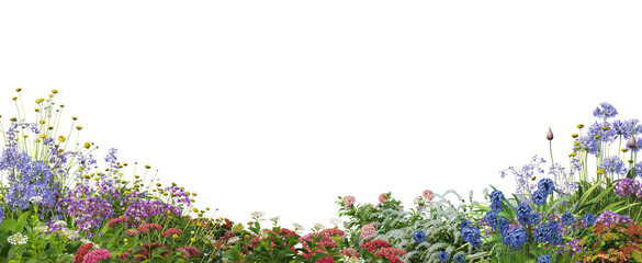 foreground flower gardens and meadows on a transparent background.