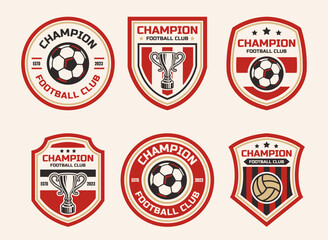 Wall Mural - Football and soccer college vector logo set template. Set of soccer emblems. Vector illustration set of logos on football theme