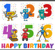 © Igor Zakowski - birthday greeting cards set with cartoon robots characters
