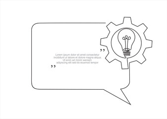 Poster - Quick tips.Continuous one line drawing of light bulb and speech bubble. Trendy line art vector on a white background. Vector illustration.
