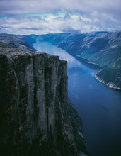 Scenic View Of Lysefjorden Shot On Film