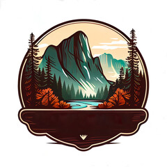 generative ai illustration of yosemite national park sticker patch design, vintage united states nat