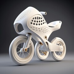 Wall Mural - Design parametric white child bike for the future. Generative AI.