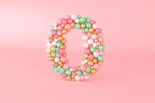 Letter O Made Of Glass Balls, Pastel Pearls, Crystal Jewels And Gold.