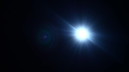 Aufkleber - Easy to add lens flare effects for overlay designs or screen blending mode to make high-quality images. Abstract sun burst, digital flare, iridescent glare over black background.