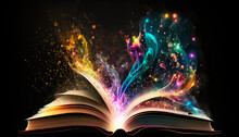Magic Knowledge Book With Music.  Open Book Colorful