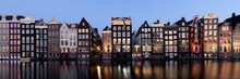 Dancing Houses At Night Amsterdam Natherlands