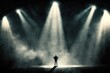 © Distinctive Images - all alone on stage with spotlights, ready to perform for the crowds, center of attention, focus, generative ai