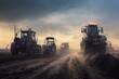 A new road is under construction with several pieces of heavy equipment. Generative AI