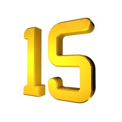 Poster - Golden 3d number 15 on a white background.