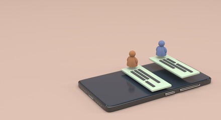 cellphone conversation between two people in an app (3d illustration)