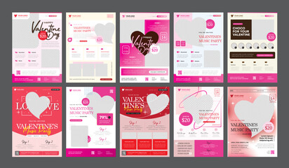 Wall Mural - Valentine's Party Invitations Flyer Packs - 10 Templates - Perfect for your Valentines Party