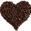 Em forma de coração com grãos de café