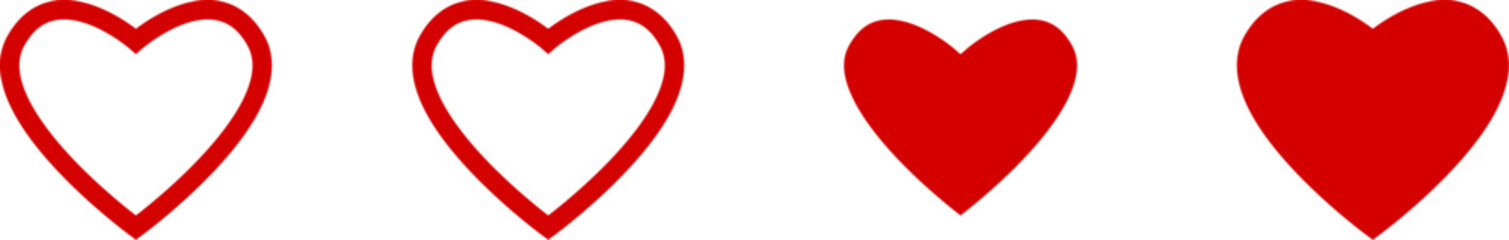 Poster - Basic Red Heart Love Health Symbol Sign Icon Set. Vector Image.